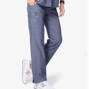 FIGS Butt-enhancing! Kade Cargo Scrub Pants Large HEATHER DENIM